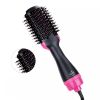 Multifunctional Hot Air Comb 2-in-1 Hair Straightening Curler Wet And Dry; Straightening Hot Air Brush With Anti-Scald Feature - Rose Black