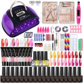 Nail Set Gel Nail Polish Set With UV LED Lamp Dryer Semi Permanent Gel Varnish Set Professional Nail Art Tools Kit Manicure Set - ZH282-1