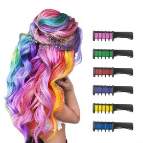 Multi-color Hair Chalk Comb Temporary DIY Hair Color Washable Hair Chalk For DIY Halloween Birthday Cosplay - 6 Pack Colorful