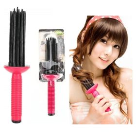 17 Teeth Round Comb Hair Brush Styler for Curly Hair, Portable Anti Slip Curling Wand - 1PCS