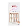 KISS Gel Fantasy Sculpted Long Coffin Glue-On Nails, Glossy Light White, 'True Color', 28 Ct. - KISS USA