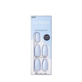 KISS imPRESS Color Medium Coffin Press-On Nails, Cloudless, 30 Count - imPRESS