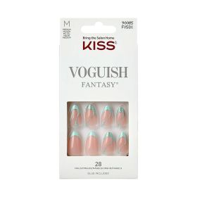 KISS Voguish Fantasy Medium Almond Glue-On Summer Nails, Green, 28 Pieces - KISS USA