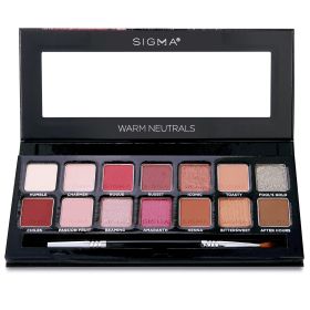 SIGMA BEAUTY - Warm Neutrals Eyeshadow Palette (14x Eyeshadow + 1x Dual Ended Brush) EP021 / 032152 19.04g/0.67oz - As Picture