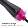 Multifunctional Hot Air Comb 2-in-1 Hair Straightening Curler Wet And Dry; Straightening Hot Air Brush With Anti-Scald Feature - Rose Black