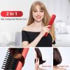 Negative Ionic Hair Straightener Comb Hair Straightener Comb And Curler 2 In 1 Anti Scald With LED Screen - White