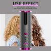 Unbound Cordless Auto Rotating Ceramic Hair Curler USB Rechargeable Automatic Curling Iron LED Display Temperature  - pink