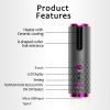 Unbound Cordless Auto Rotating Ceramic Hair Curler USB Rechargeable Automatic Curling Iron LED Display Temperature  - pink