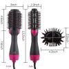 Multifunctional Hot Air Comb 2-in-1 Hair Straightening Curler Wet And Dry; Straightening Hot Air Brush With Anti-Scald Feature - Rose Black