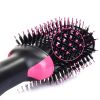 Multifunctional Hot Air Comb 2-in-1 Hair Straightening Curler Wet And Dry; Straightening Hot Air Brush With Anti-Scald Feature - Rose Black