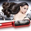 Negative Ionic Hair Straightener Comb Hair Straightener Comb And Curler 2 In 1 Anti Scald With LED Screen - White